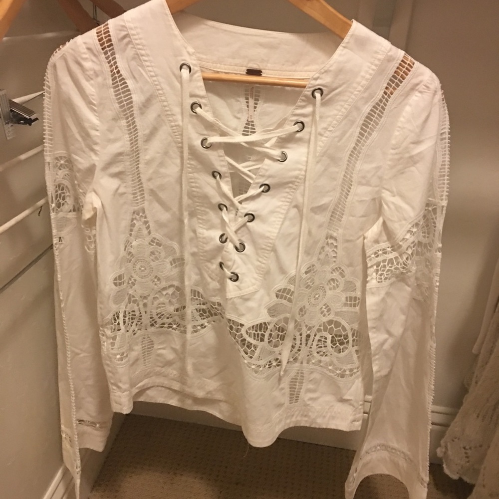 Free people long sleeve white shirt